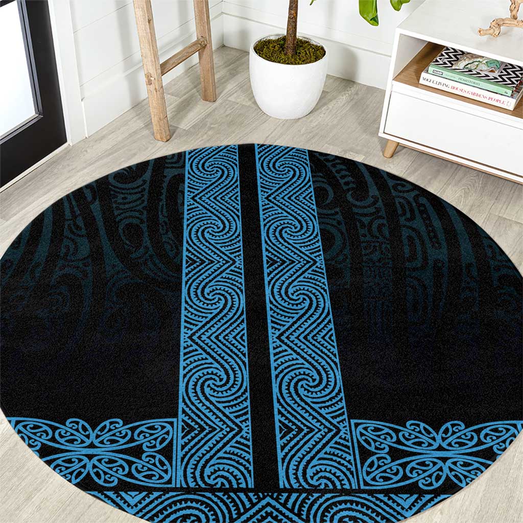 New Zealand Maori Kowhaiwhai Round Carpet Kikorangi Maui and Mangopare