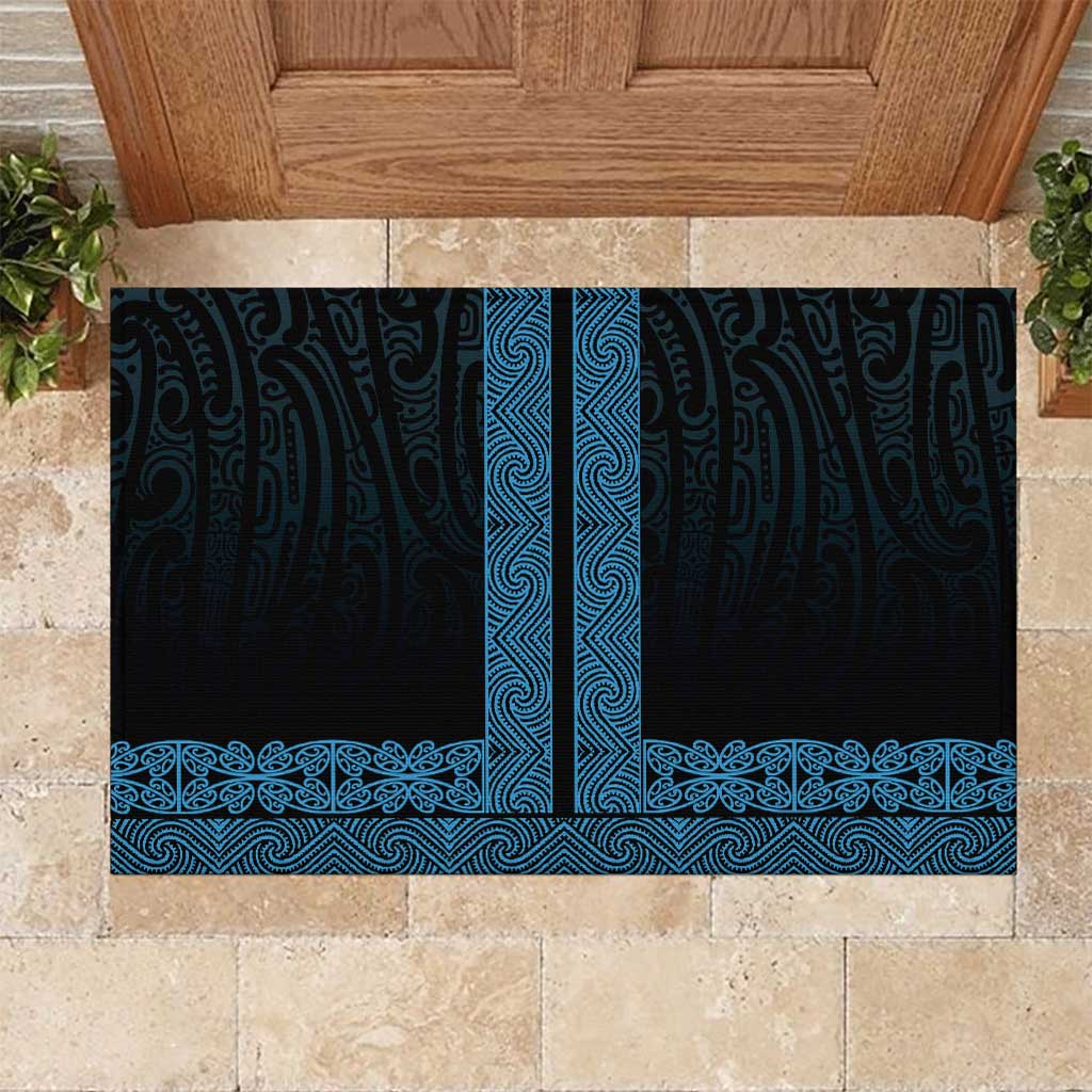 New Zealand Maori Kowhaiwhai Rubber Doormat Kikorangi Maui and Mangopare