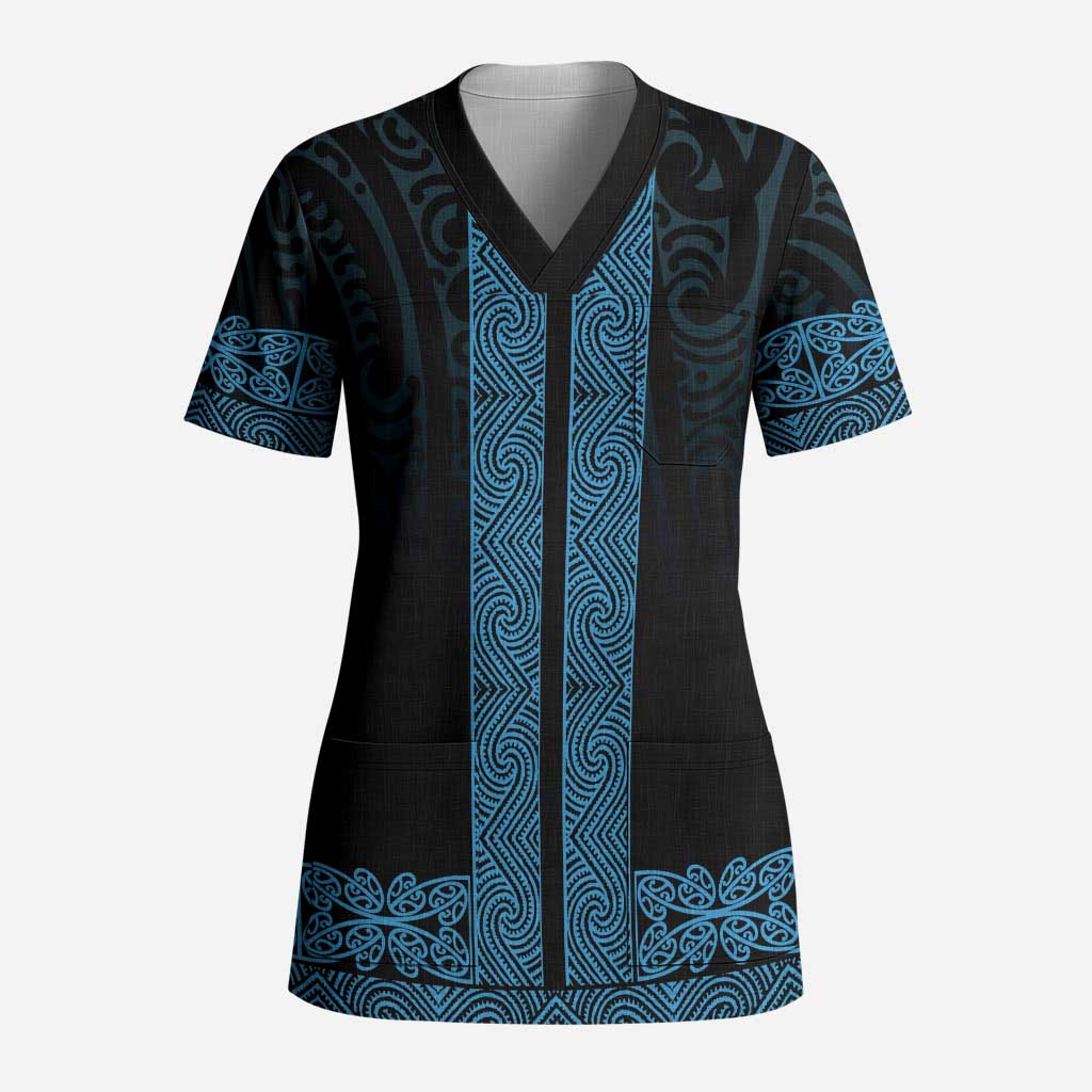 New Zealand Maori Kowhaiwhai Scrub Top Kikorangi Maui and Mangopare - Polynesian Pride