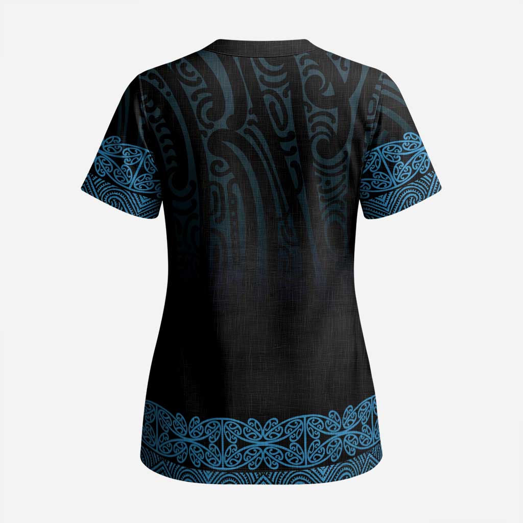 New Zealand Maori Kowhaiwhai Scrub Top Kikorangi Maui and Mangopare - Polynesian Pride