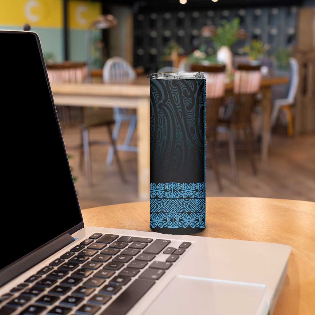 New Zealand Maori Kowhaiwhai Skinny Tumbler Kikorangi Maui and Mangopare