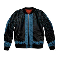 New Zealand Maori Kowhaiwhai Sleeve Zip Bomber Jacket Kikorangi Maui and Mangopare