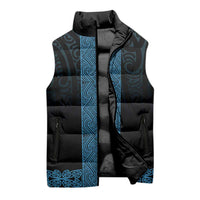 New Zealand Maori Kowhaiwhai Sleeveless Puffer Jacket Kikorangi Maui and Mangopare - Polynesian Pride