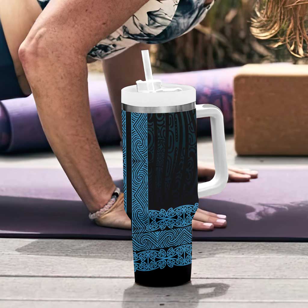 New Zealand Maori Kowhaiwhai Tumbler With Handle Kikorangi Maui and Mangopare