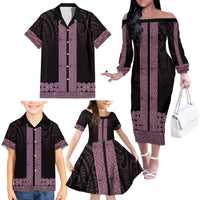 New Zealand Maori Kowhaiwhai Family Matching Off The Shoulder Long Sleeve Dress and Hawaiian Shirt Mawhero Maui and Mangopare
