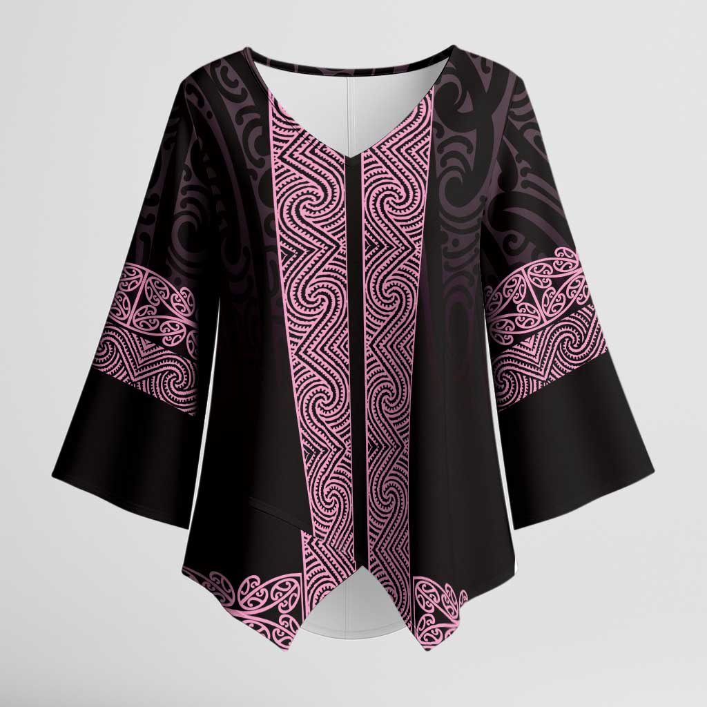 New Zealand Maori Kowhaiwhai Kimono Sleeve Blouse Mawhero Maui and Mangopare - Polynesian Pride