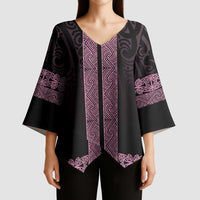 New Zealand Maori Kowhaiwhai Kimono Sleeve Blouse Mawhero Maui and Mangopare - Polynesian Pride
