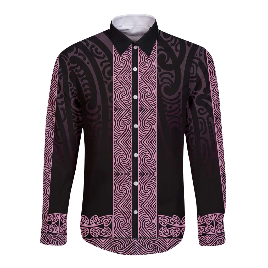 New Zealand Maori Kowhaiwhai Long Sleeve Button Shirt Mawhero Maui and Mangopare