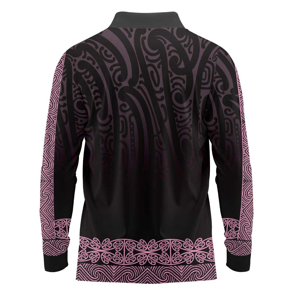 New Zealand Maori Kowhaiwhai Long Sleeve Polo Shirt Mawhero Maui and Mangopare
