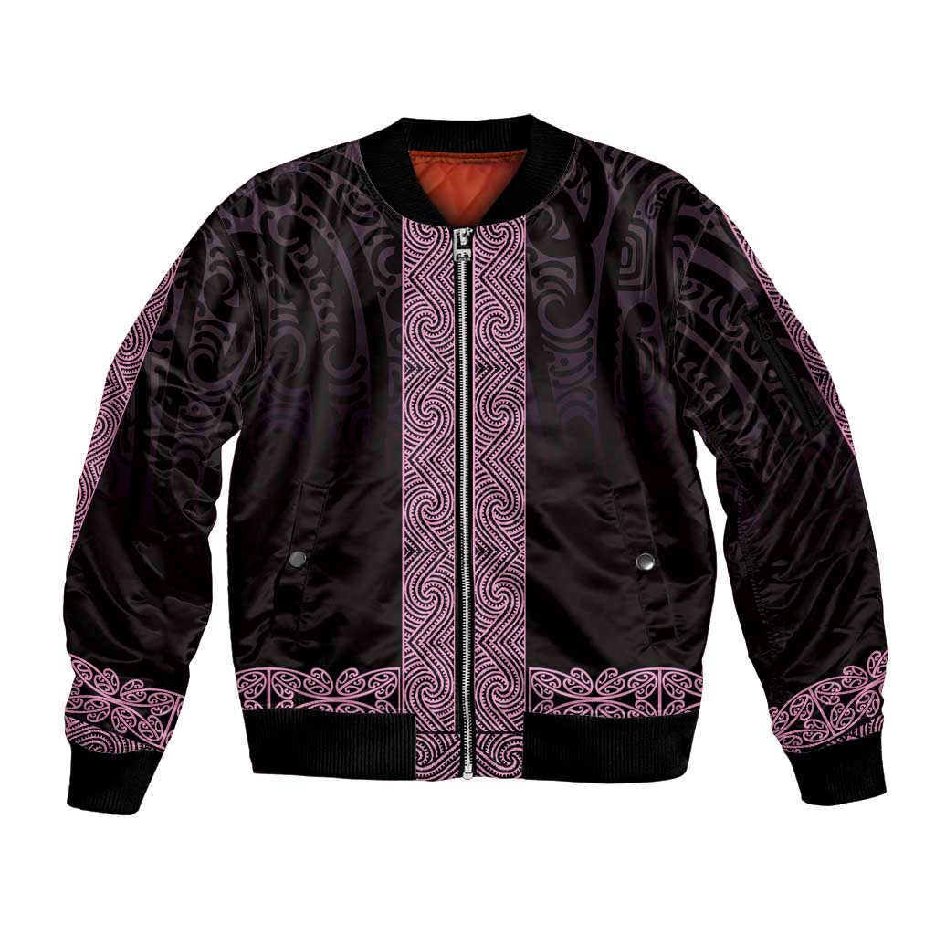 New Zealand Maori Kowhaiwhai Sleeve Zip Bomber Jacket Mawhero Maui and Mangopare