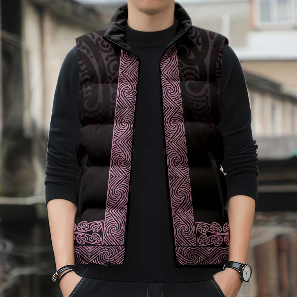 New Zealand Maori Kowhaiwhai Sleeveless Puffer Jacket Mawhero Maui and Mangopare - Polynesian Pride