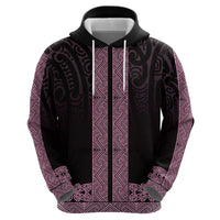 New Zealand Maori Kowhaiwhai Zip Hoodie Mawhero Maui and Mangopare