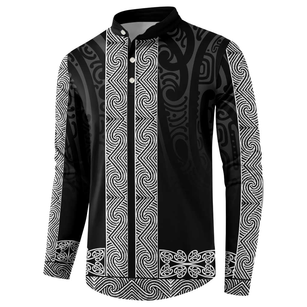 New Zealand Maori Kowhaiwhai Button Sweatshirt Pango Maui and Mangopare