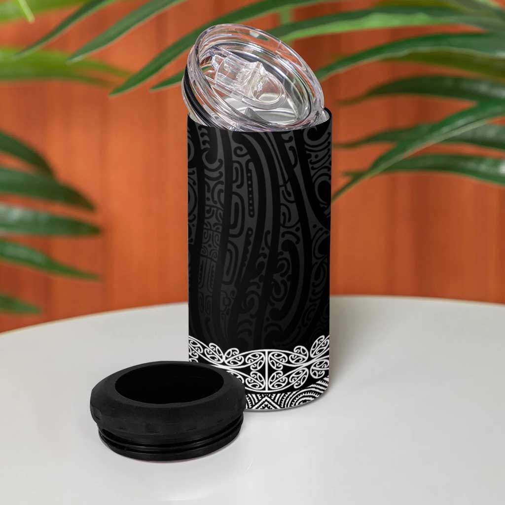New Zealand Maori Kowhaiwhai 4 in 1 Can Cooler Tumbler Pango Maui and Mangopare