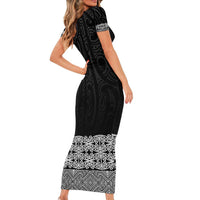 New Zealand Maori Kowhaiwhai Family Matching Short Sleeve Bodycon Dress and Hawaiian Shirt Pango Maui and Mangopare