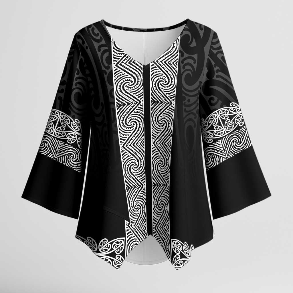 New Zealand Maori Kowhaiwhai Kimono Sleeve Blouse Pango Maui and Mangopare - Polynesian Pride