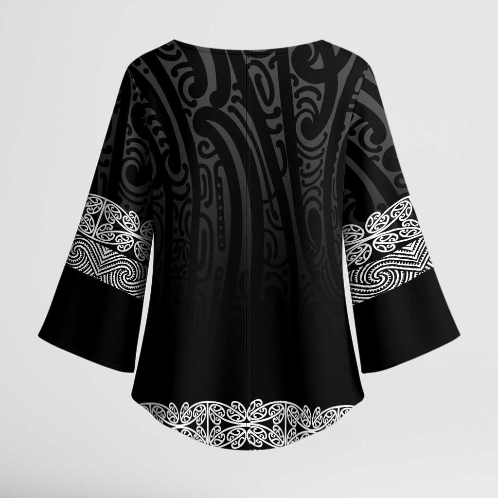 New Zealand Maori Kowhaiwhai Kimono Sleeve Blouse Pango Maui and Mangopare - Polynesian Pride