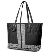 New Zealand Maori Kowhaiwhai Leather Tote Bag Pango Maui and Mangopare