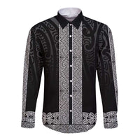 New Zealand Maori Kowhaiwhai Long Sleeve Button Shirt Pango Maui and Mangopare