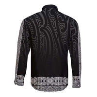 New Zealand Maori Kowhaiwhai Long Sleeve Button Shirt Pango Maui and Mangopare