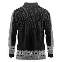 New Zealand Maori Kowhaiwhai Long Sleeve Polo Shirt Pango Maui and Mangopare