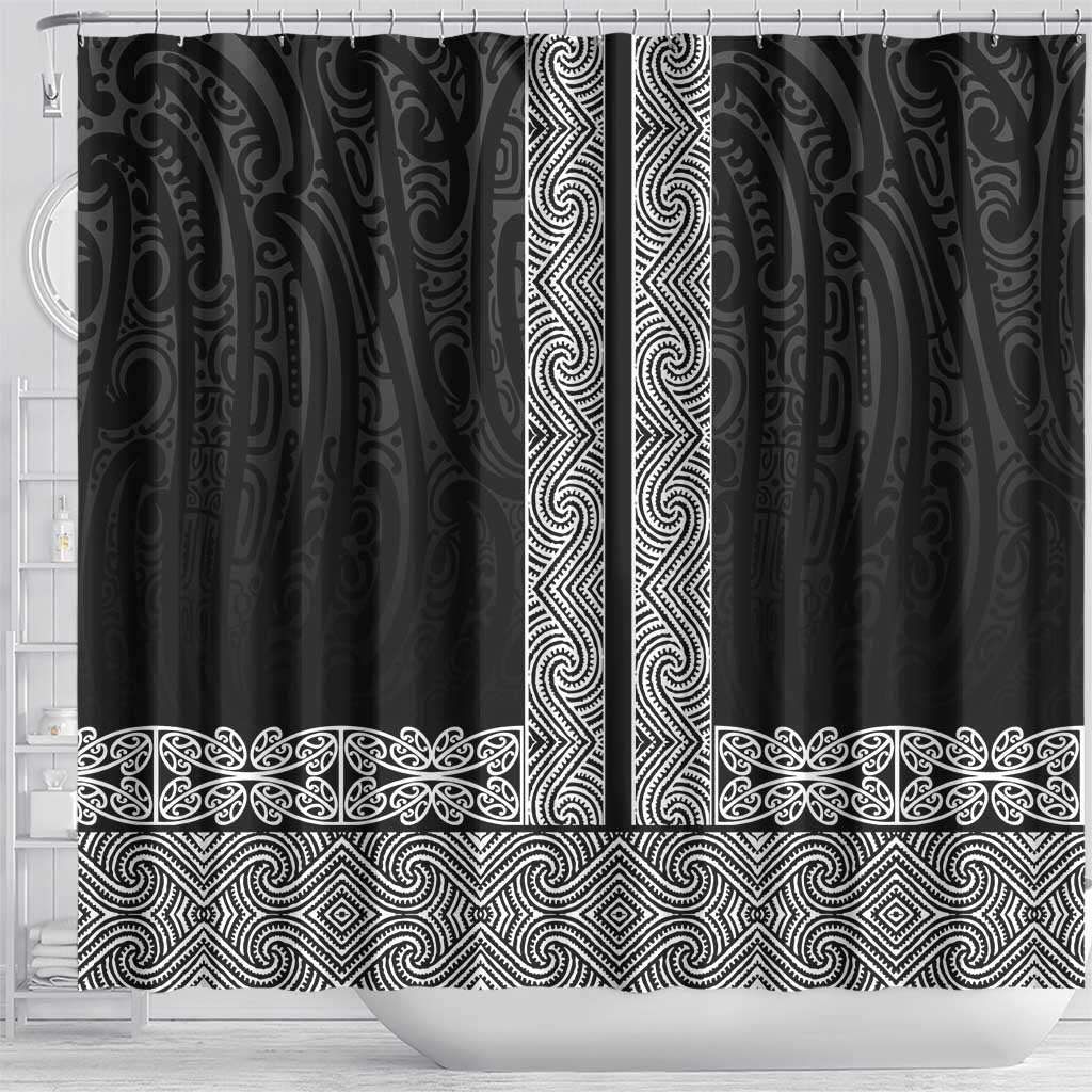 New Zealand Maori Kowhaiwhai Shower Curtain Pango Maui and Mangopare