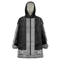 New Zealand Maori Kowhaiwhai Wearable Blanket Hoodie Pango Maui and Mangopare