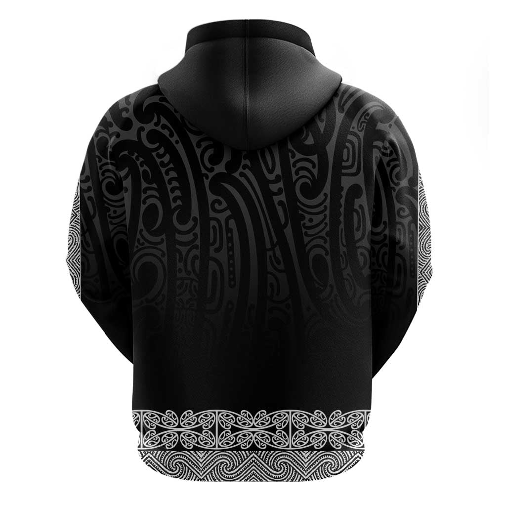 New Zealand Maori Kowhaiwhai Zip Hoodie Pango Maui and Mangopare