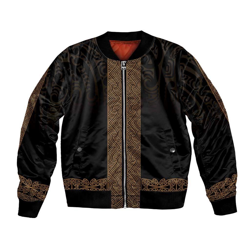New Zealand Maori Kowhaiwhai Bomber Jacket Parauri Maui and Mangopare