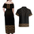 New Zealand Maori Kowhaiwhai Couples Matching Off Shoulder Maxi Dress and Hawaiian Shirt Parauri Maui and Mangopare