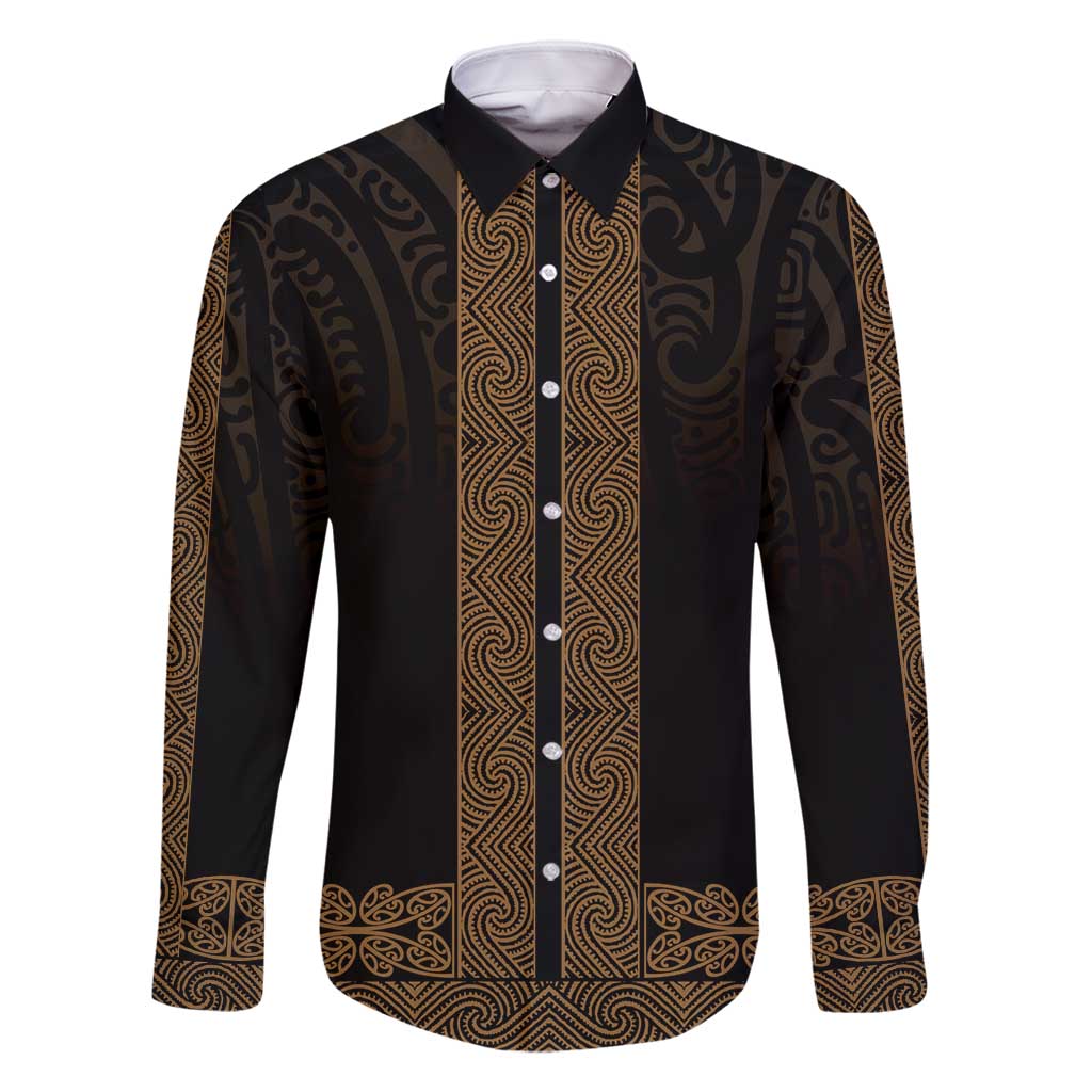 New Zealand Maori Kowhaiwhai Family Matching Long Sleeve Bodycon Dress and Hawaiian Shirt Parauri Maui and Mangopare