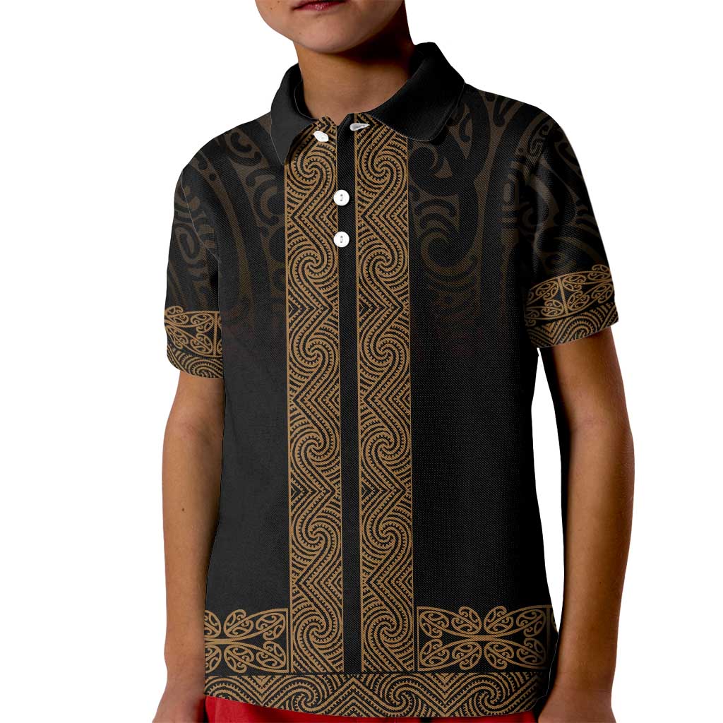 New Zealand Maori Kowhaiwhai Kid Polo Shirt Parauri Maui and Mangopare