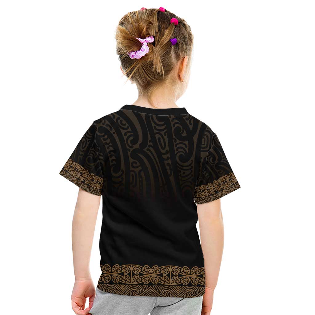 New Zealand Maori Kowhaiwhai Kid T Shirt Parauri Maui and Mangopare
