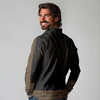 New Zealand Maori Kowhaiwhai Long Sleeve Polo Shirt Parauri Maui and Mangopare