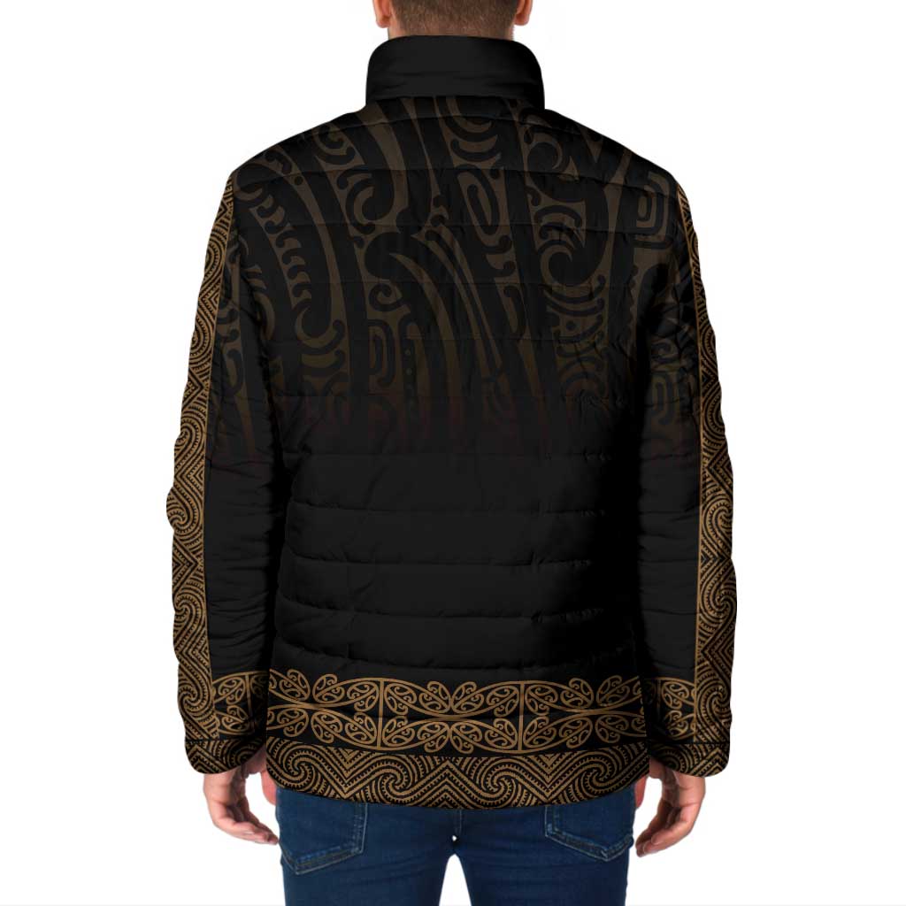 New Zealand Maori Kowhaiwhai Padded Jacket Parauri Maui and Mangopare - Polynesian Pride
