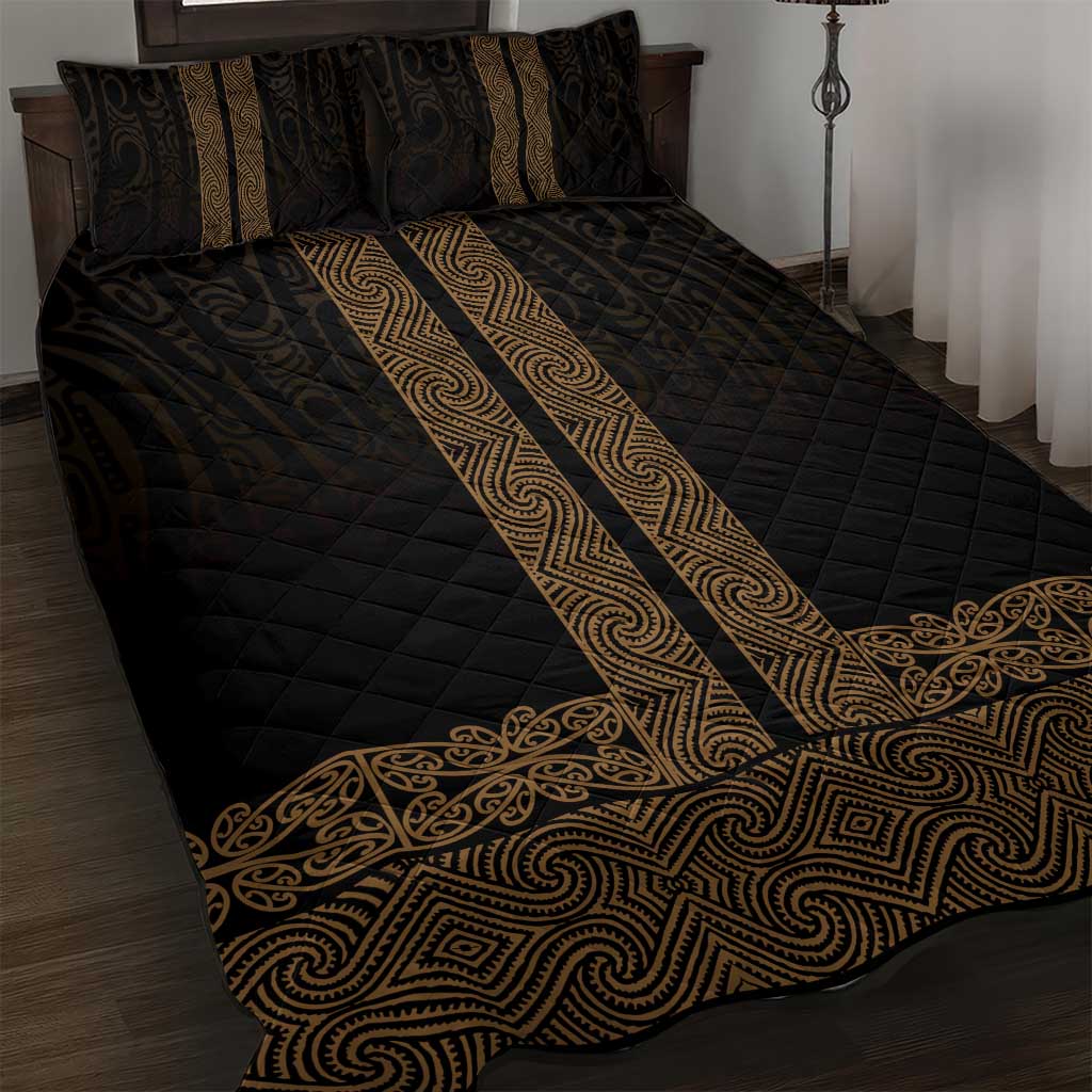 New Zealand Maori Kowhaiwhai Quilt Bed Set Parauri Maui and Mangopare