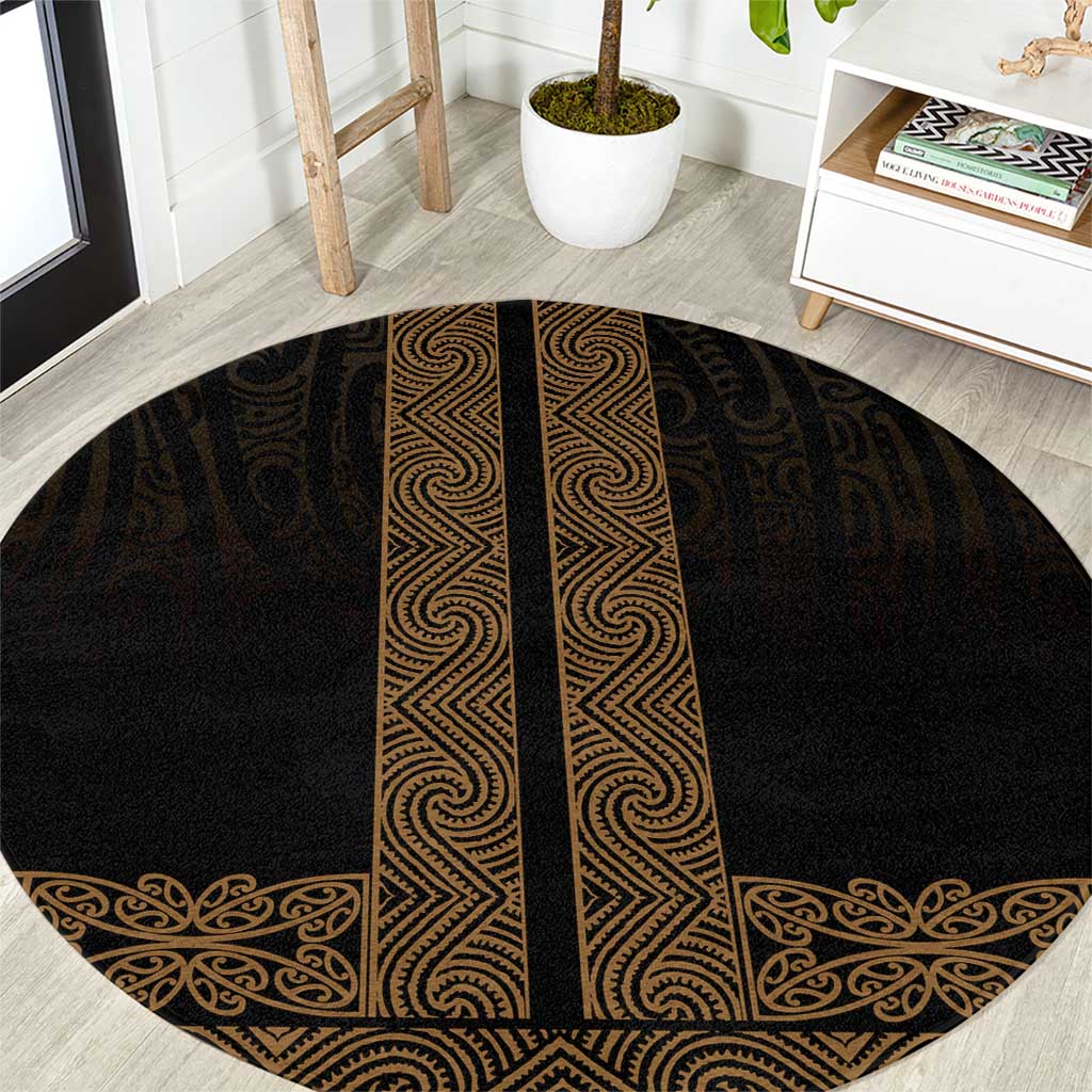 New Zealand Maori Kowhaiwhai Round Carpet Parauri Maui and Mangopare