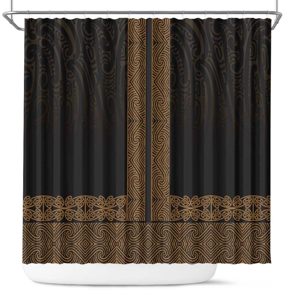 New Zealand Maori Kowhaiwhai Shower Curtain Parauri Maui and Mangopare