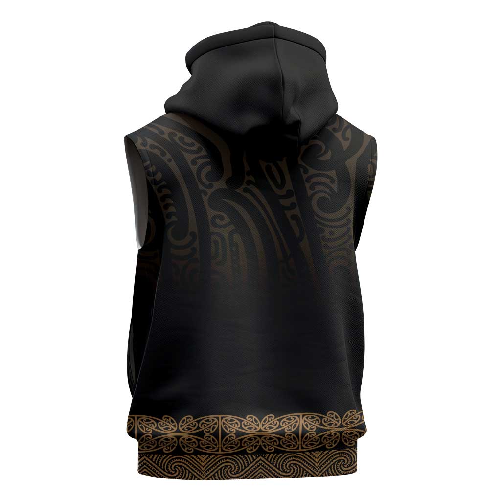 New Zealand Maori Kowhaiwhai Sleeveless Hoodie Parauri Maui and Mangopare - Polynesian Pride