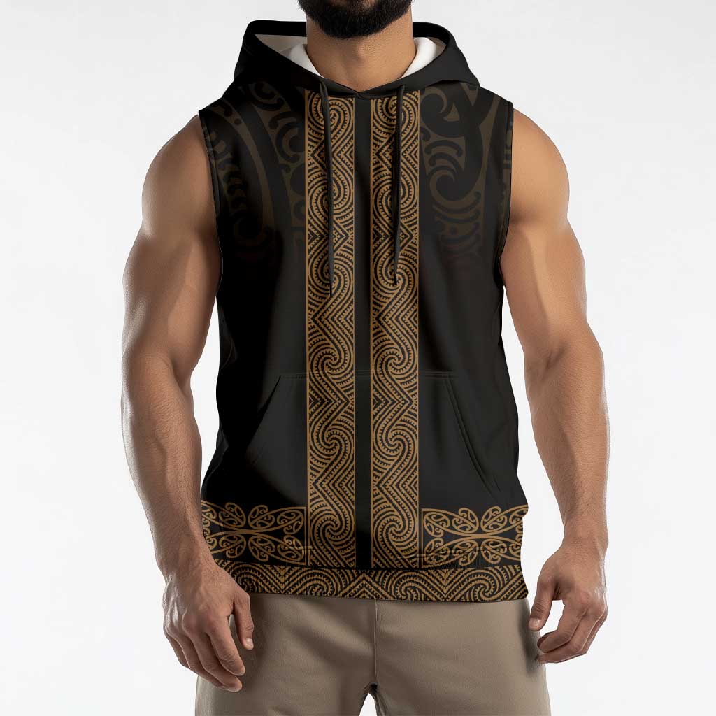 New Zealand Maori Kowhaiwhai Sleeveless Hoodie Parauri Maui and Mangopare - Polynesian Pride