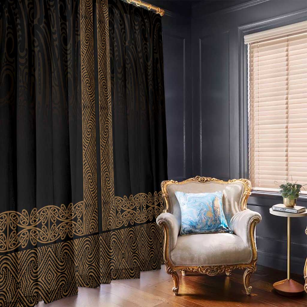 New Zealand Maori Kowhaiwhai Window Curtain Parauri Maui and Mangopare