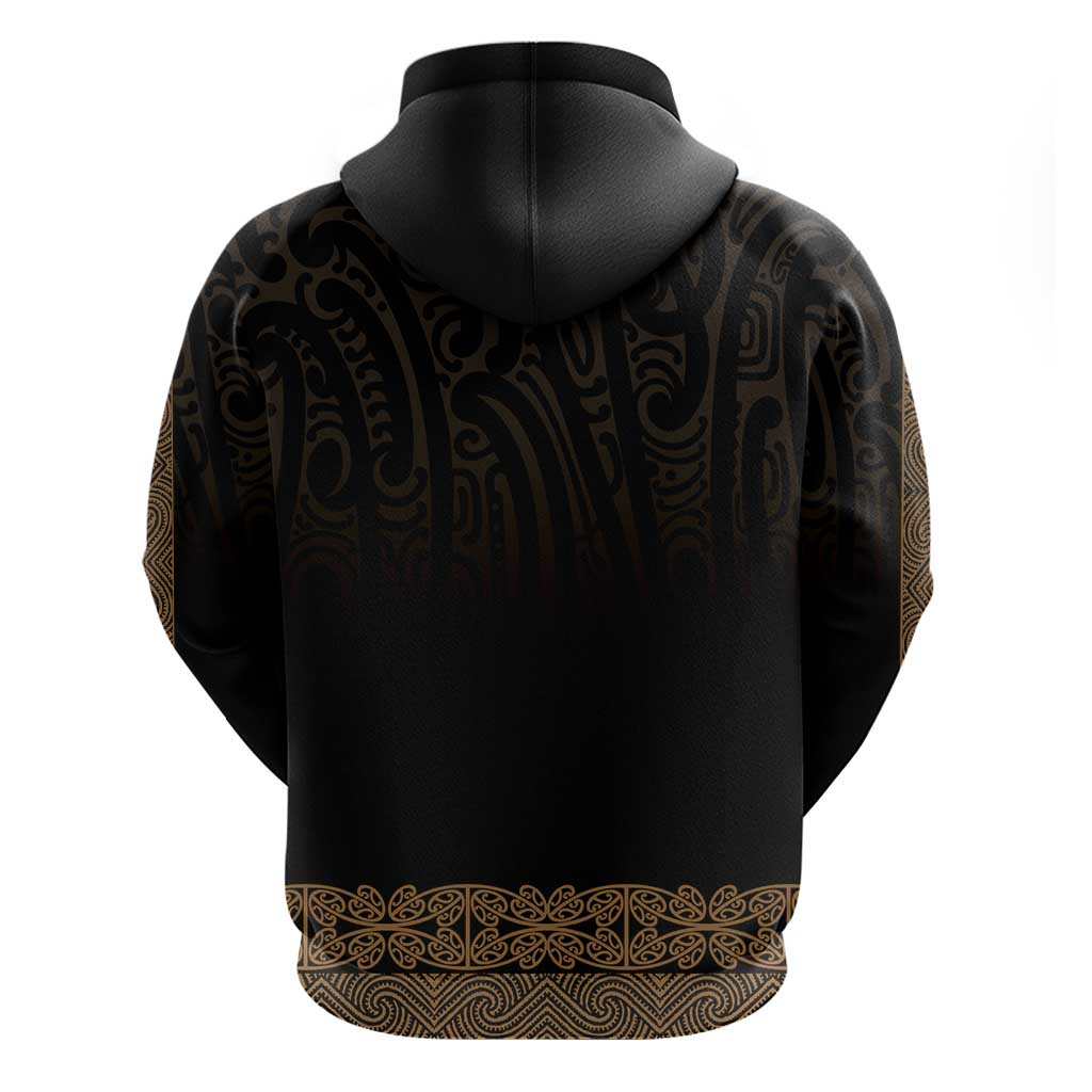 New Zealand Maori Kowhaiwhai Zip Hoodie Parauri Maui and Mangopare