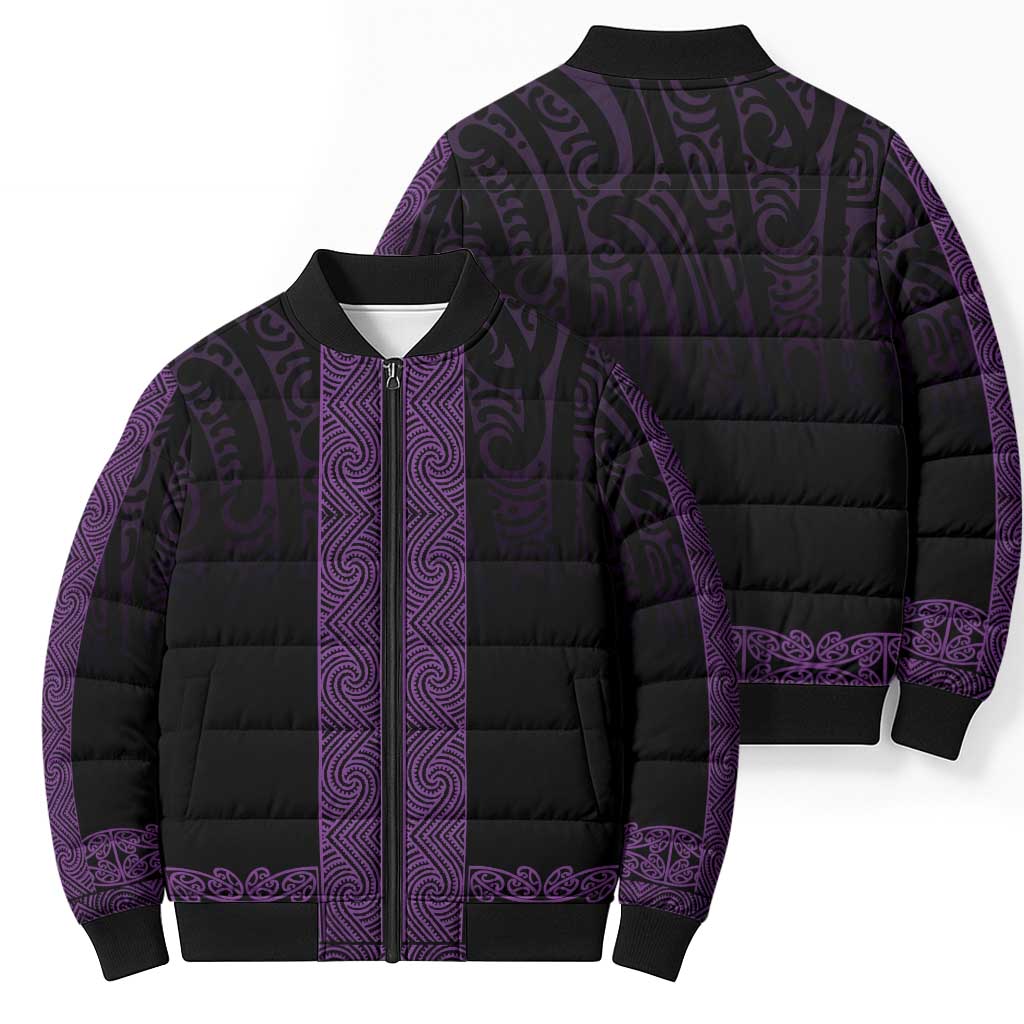 New Zealand Maori Kowhaiwhai Bomber Puffer Jacket Waiporoporo Maui and Mangopare - Polynesian Pride
