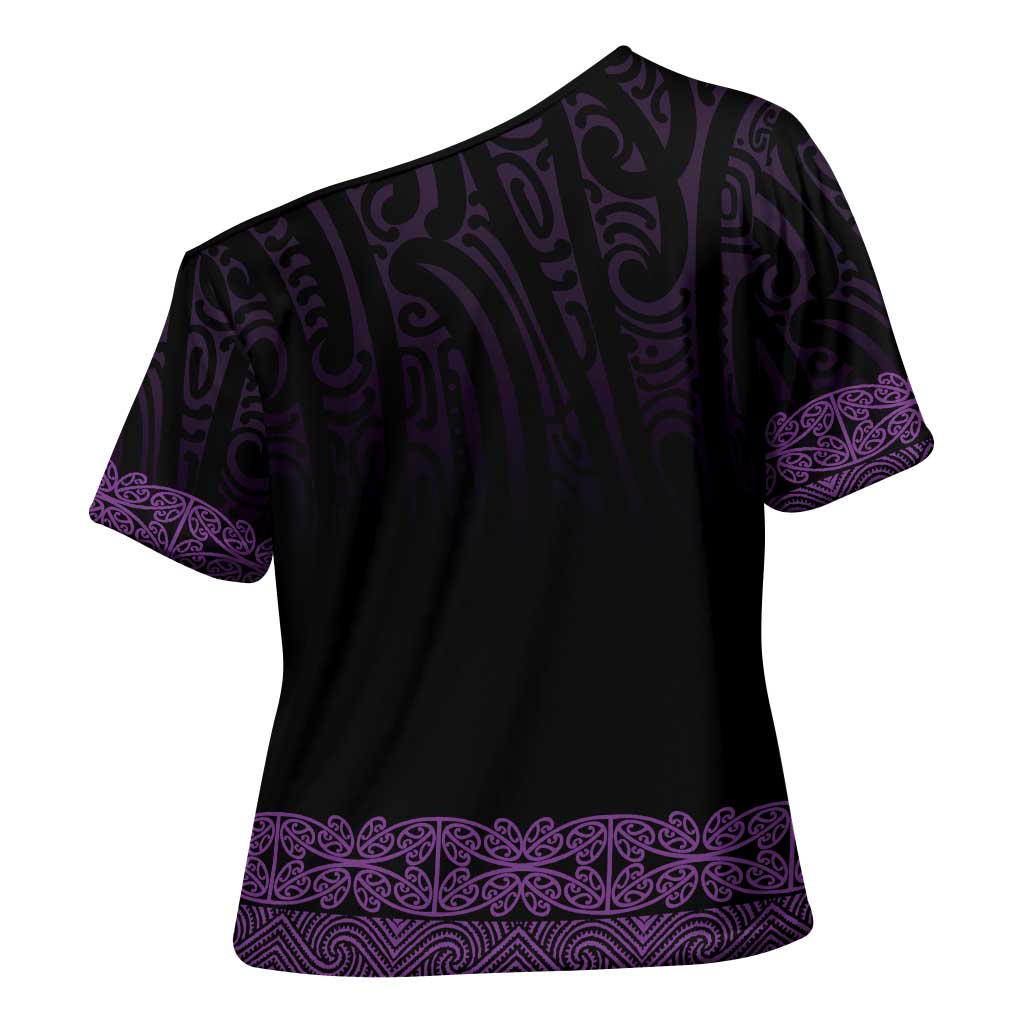 New Zealand Maori Kowhaiwhai Cross Shoulder Shirt Waiporoporo Maui and Mangopare - Polynesian Pride