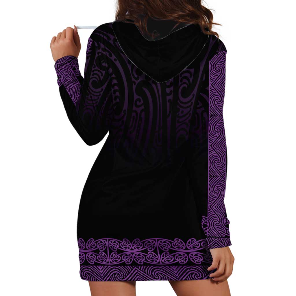New Zealand Maori Kowhaiwhai Hoodie Dress Waiporoporo Maui and Mangopare