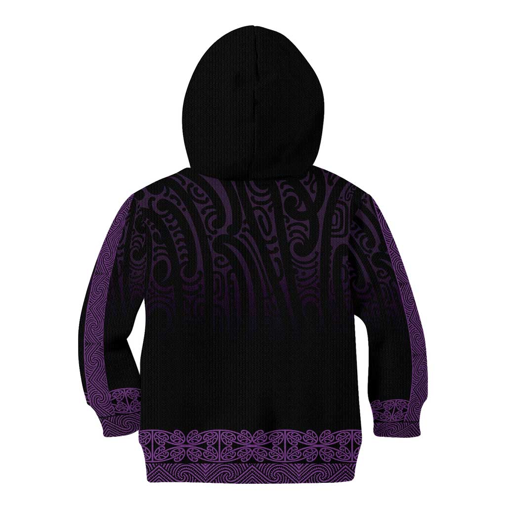 New Zealand Maori Kowhaiwhai Kid Hoodie Waiporoporo Maui and Mangopare