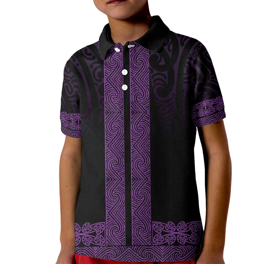 New Zealand Maori Kowhaiwhai Kid Polo Shirt Waiporoporo Maui and Mangopare