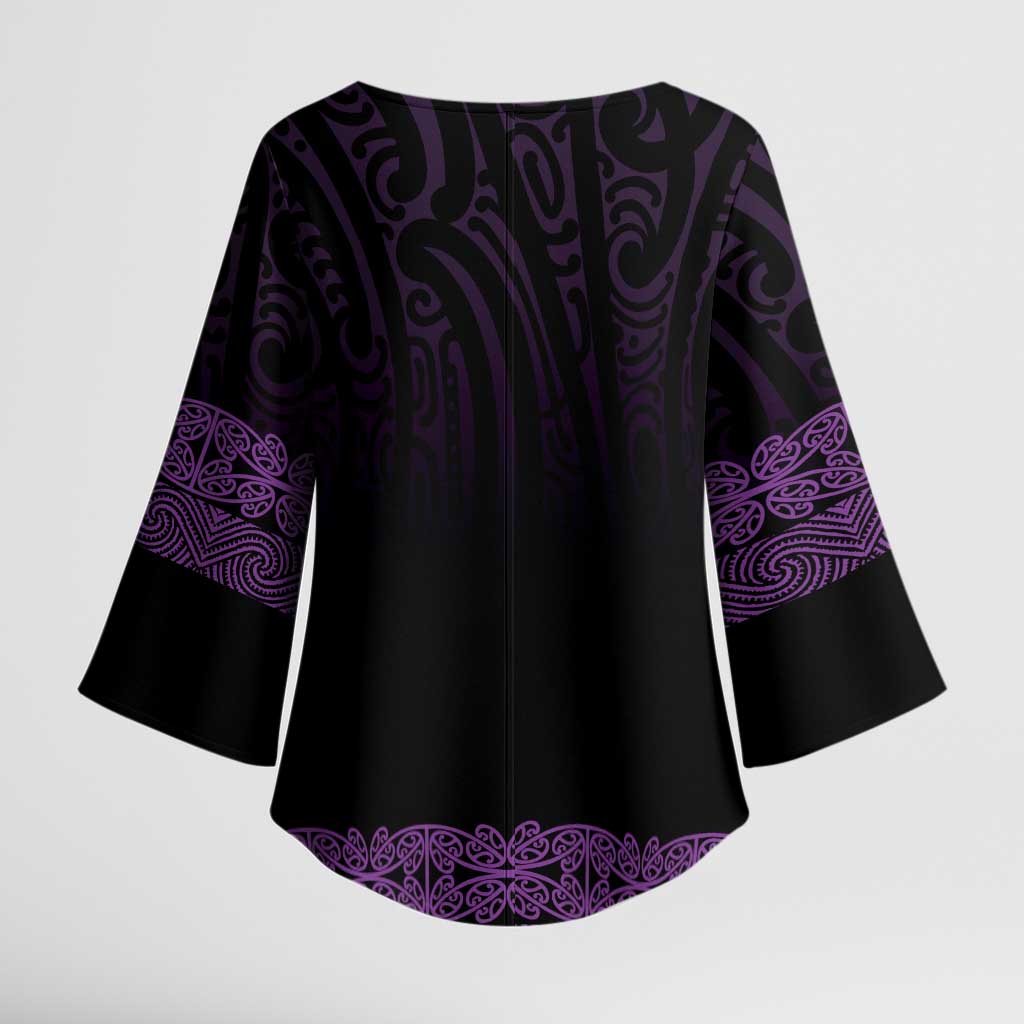 New Zealand Maori Kowhaiwhai Kimono Sleeve Blouse Waiporoporo Maui and Mangopare - Polynesian Pride