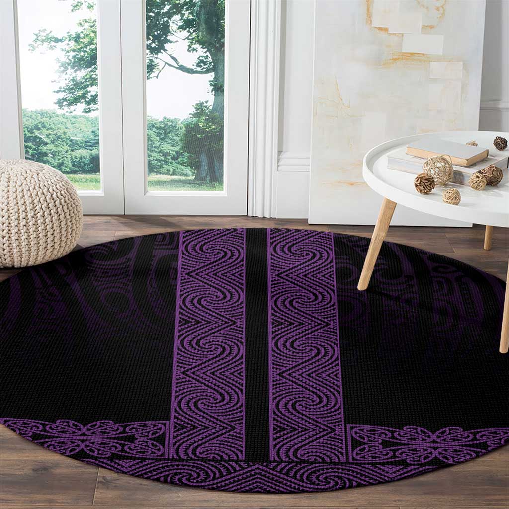 New Zealand Maori Kowhaiwhai Round Carpet Waiporoporo Maui and Mangopare