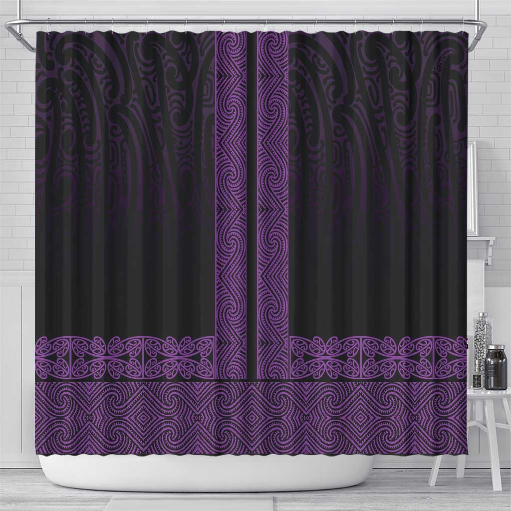 New Zealand Maori Kowhaiwhai Shower Curtain Waiporoporo Maui and Mangopare